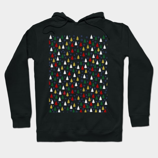 Christmas Tree And Snowflakes Pattern Hoodie by mikels